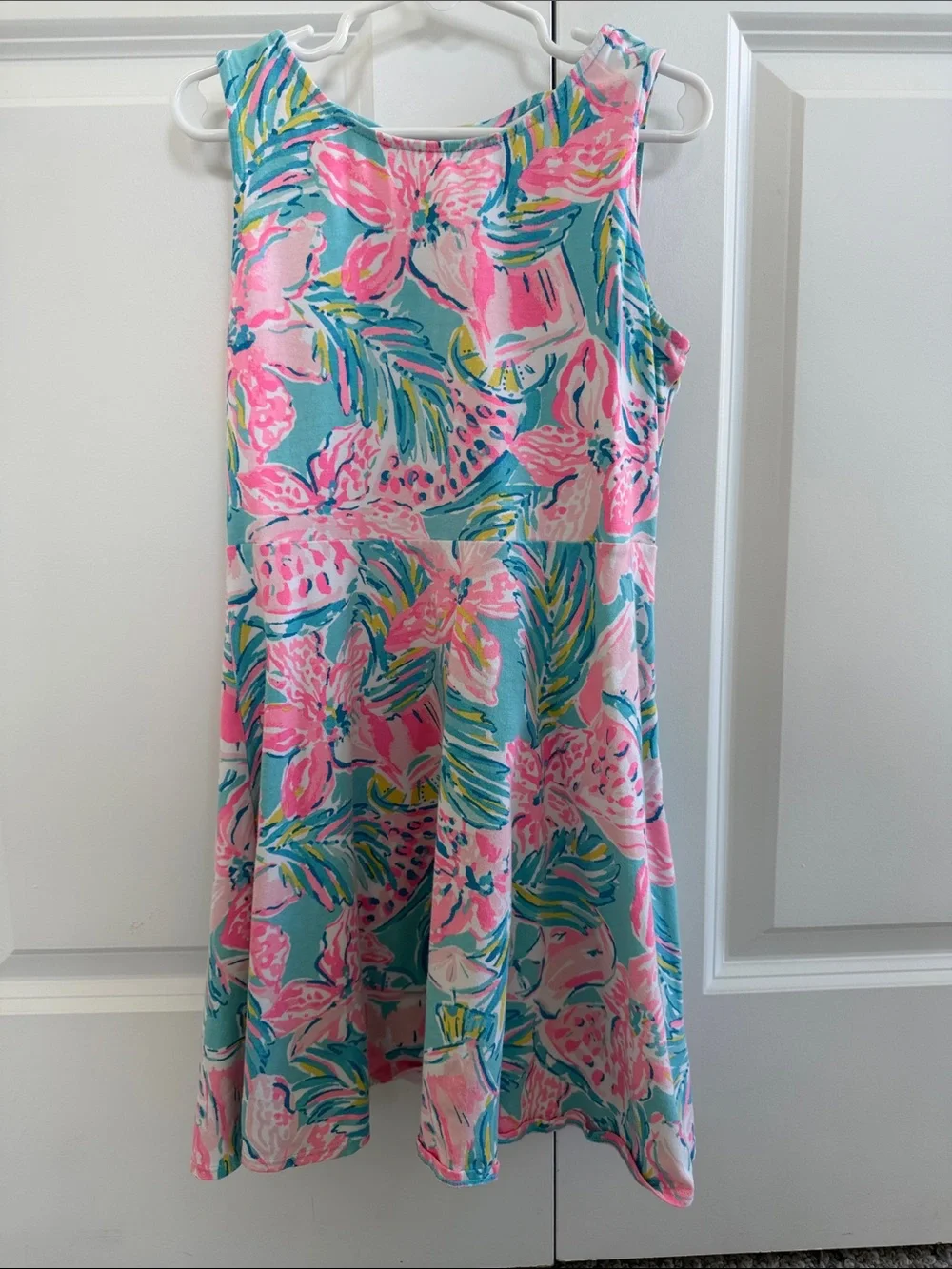 Girls' Kristen Lilly Pulitzer Turquoise & Pink Floral One-Piece Dress
